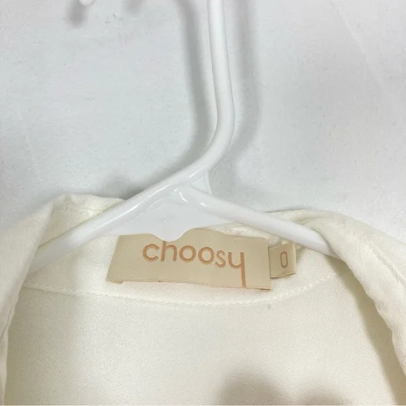 Choosy Crosby St White Plunging V Neck Tie Front Shirt Dress 0 - Picture 4 of 15